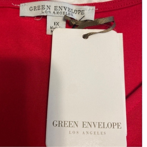 Green Envelope Los Angeles Red Short Sleeve Dress 1X NEW - Picture 3 of 4
